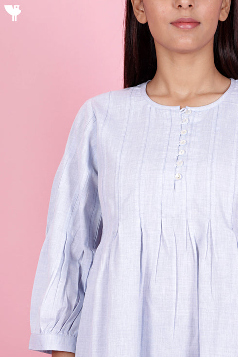 Chambray Cotton Button Down Top